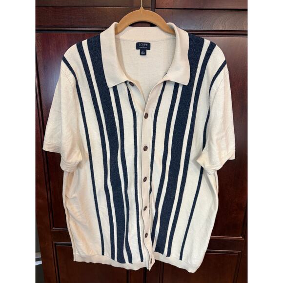 J Crew Factory Mens Striped Button Front Sweater Retro Look Size L - Picture 2 of 11